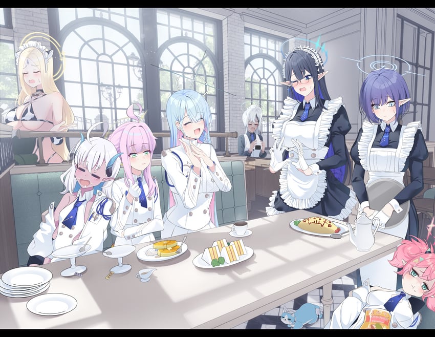 rin, aoi, momoka, kaya, sumomo, and 3 more (blue archive) drawn by giga-tera
