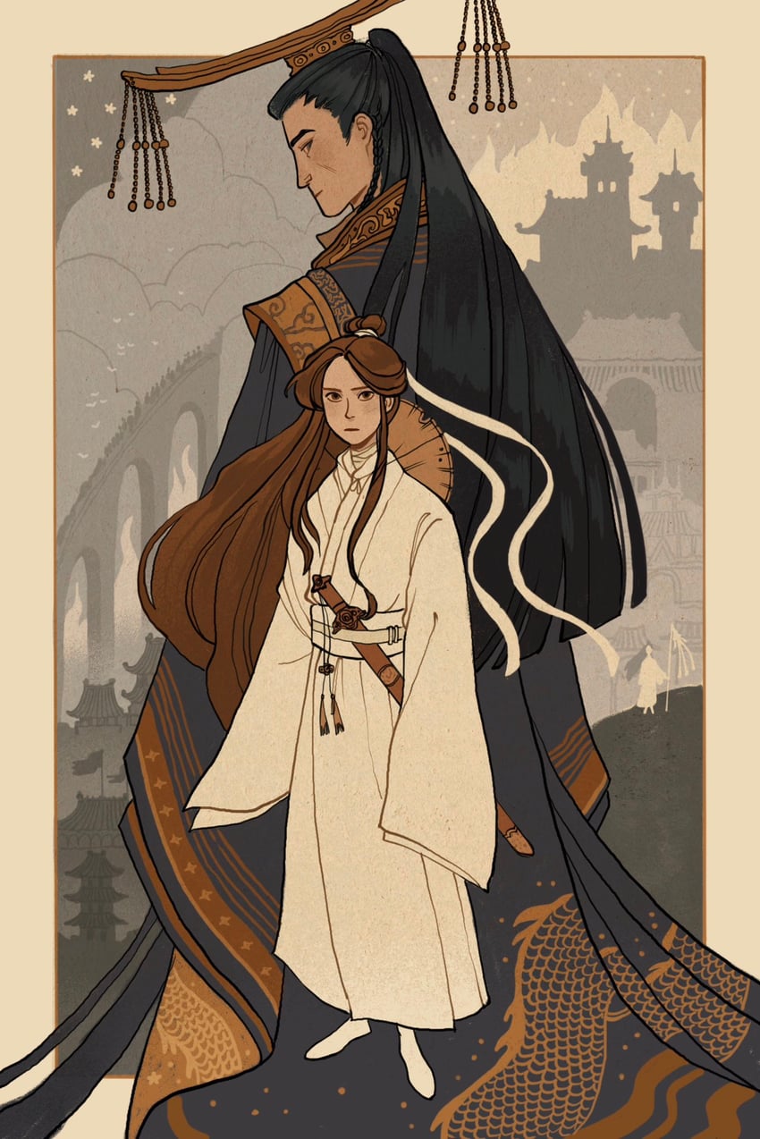 xie lian, jun wu, and bai wuxiang (tianguan cifu) drawn by yaroslava_murashko