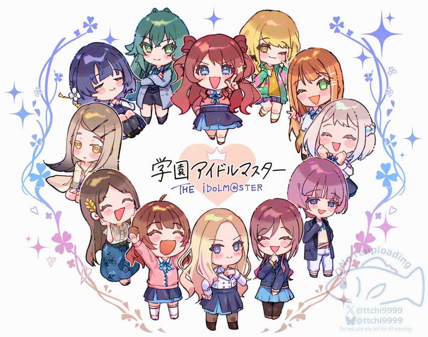 shinosawa hiro, fujita kotone, hanami ume, hanami saki, tsukimura temari, and 7 more (idolmaster and 1 more) drawn by miyanome