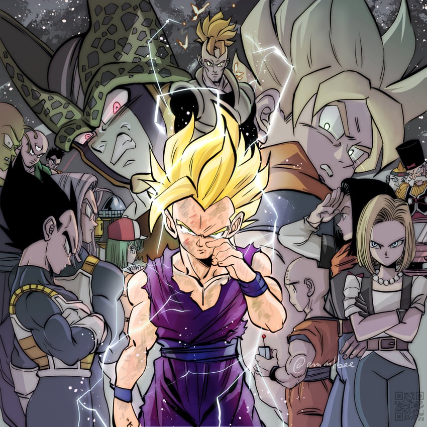 son goku, vegeta, android 18, bulma, son gohan, and 11 more (dragon ball and 1 more) drawn by amartbee