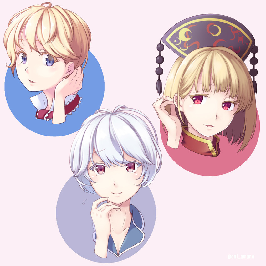 alice margatroid, kamishirasawa keine, and junko (touhou) drawn by midorino_eni