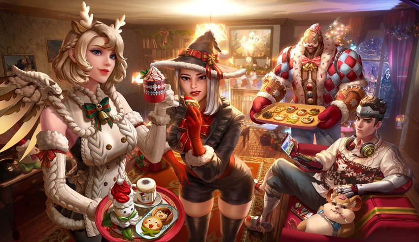 d.va, mercy, tracer, mei, genji, and 8 more (overwatch and 1 more) drawn by dospi
