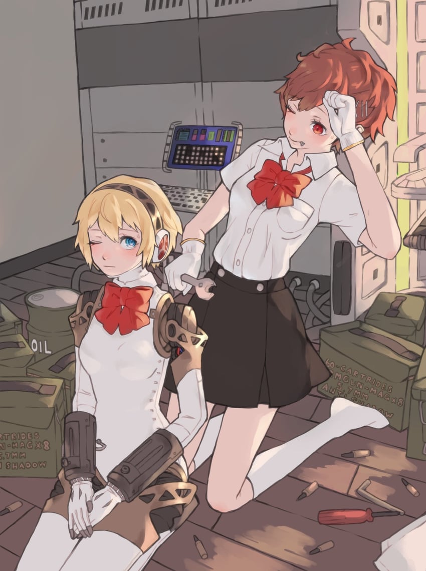 aigis and shiomi kotone (persona and 2 more) drawn by tbjj1208
