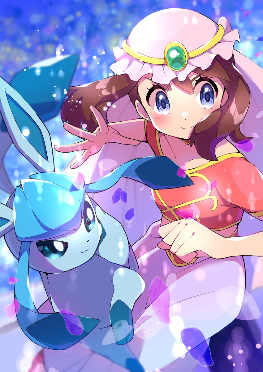 may and glaceon (pokemon and 1 more) drawn by pon_yui