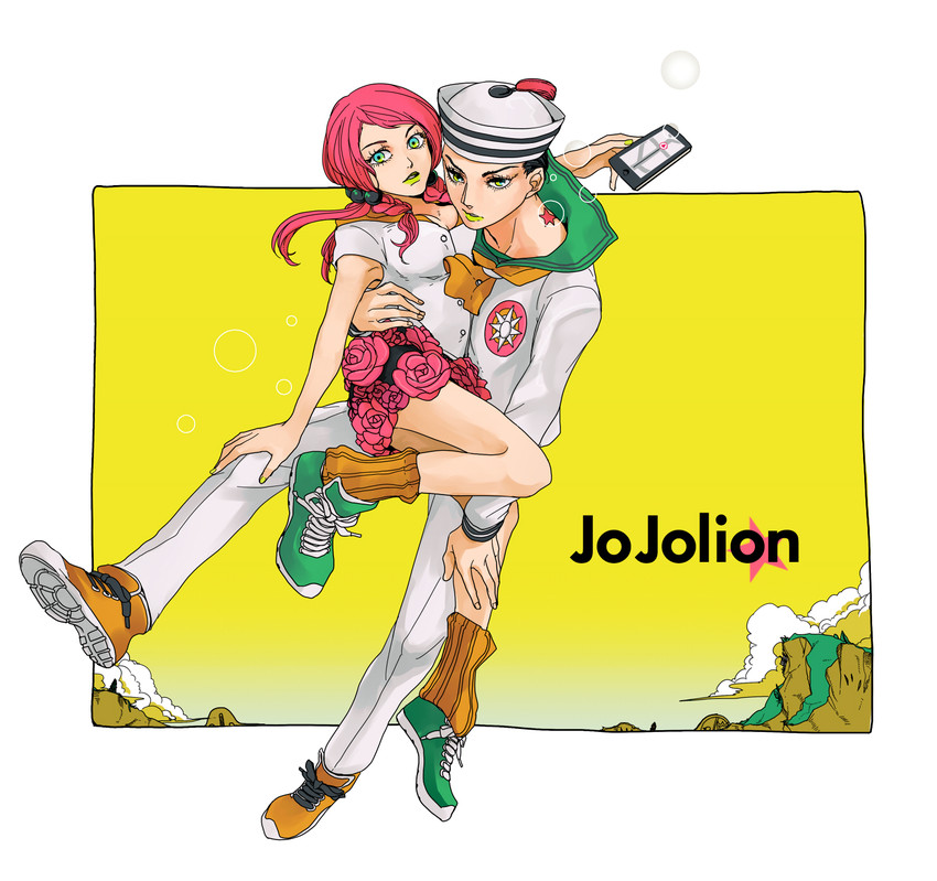 higashikata josuke and hirose yasuho (jojo no kimyou na bouken and 1 more) drawn by skysky0801