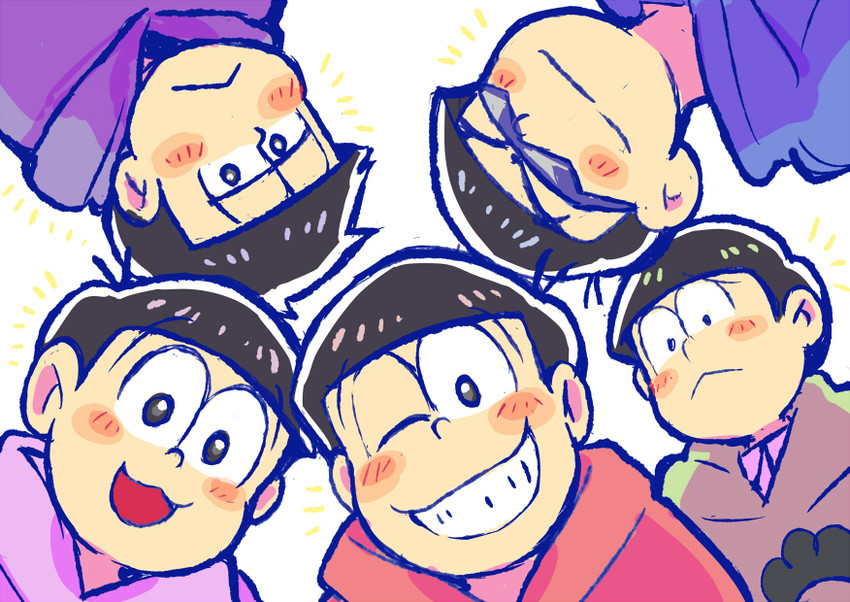 matsuno osomatsu, matsuno karamatsu, matsuno ichimatsu, matsuno choromatsu, and matsuno todomatsu (osomatsu and 1 more) drawn by sachidraws