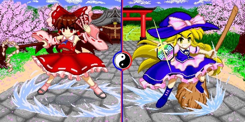 hakurei reimu and kirisame marisa (touhou) drawn by tsukimiya_toito