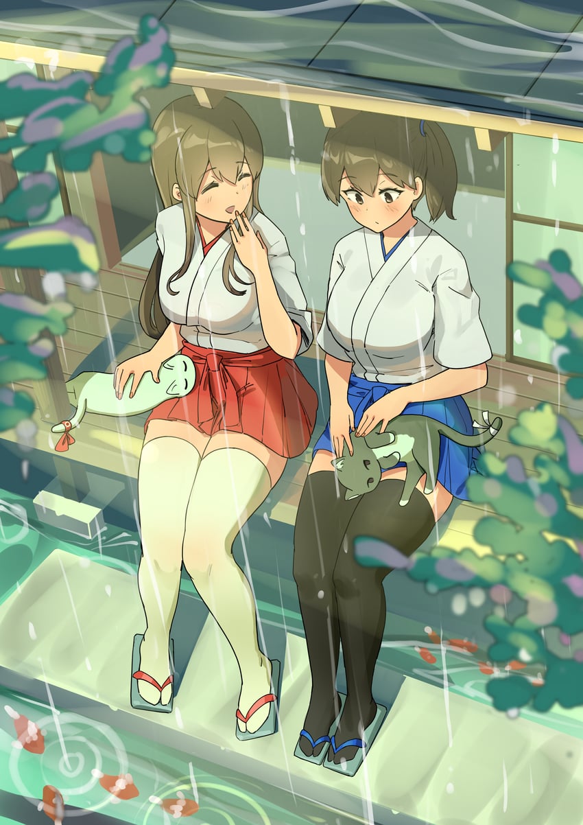 kaga, akagi, zuikaku, and shoukaku (kantai collection) drawn by osananajimi_neko