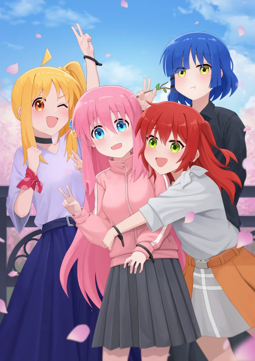 gotoh hitori, kita ikuyo, ijichi nijika, and yamada ryo (bocchi the rock!) drawn by naeaemgung