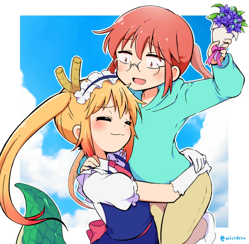 tohru and kobayashi (kobayashi-san chi no maidragon) drawn by merukyara