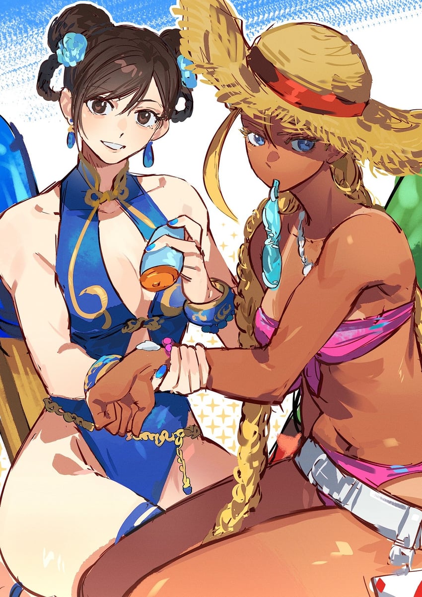 chun-li and cammy white (street fighter and 1 more) drawn by yumi_xsh