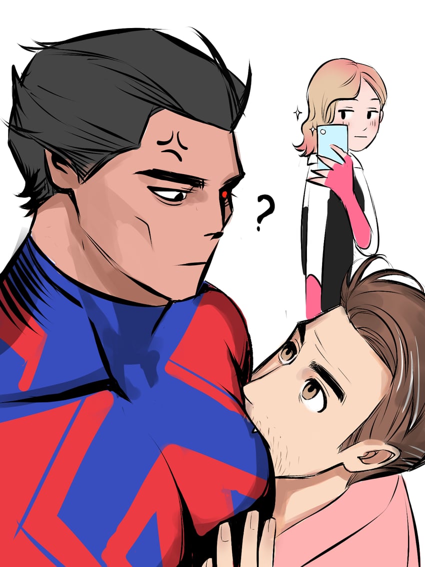 spider-gwen, gwen stacy, miguel o'hara, spider-man, and peter b parker (marvel and 3 more) drawn by uyen_hai