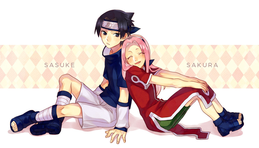 haruno sakura and uchiha sasuke (naruto) drawn by yuu-414