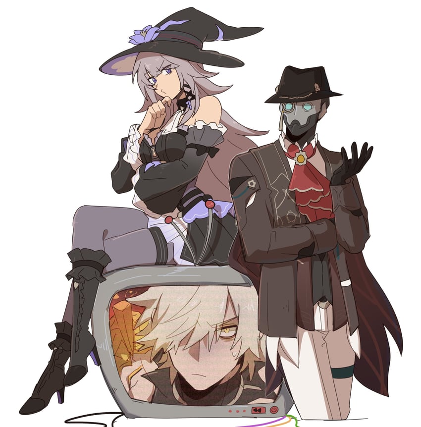 herta, phainon, the herta, and screwllum (honkai and 1 more) drawn by netoii
