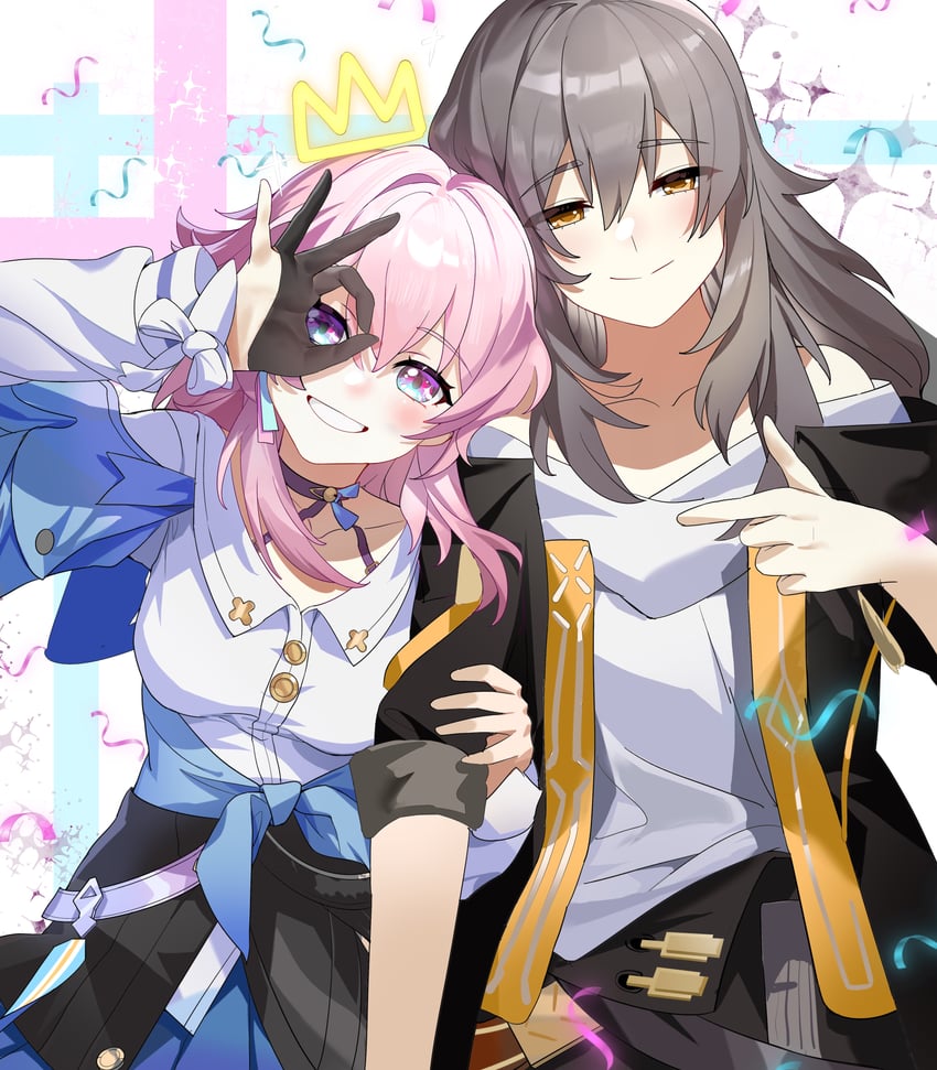 trailblazer, stelle, and march 7th (honkai and 1 more) drawn by eamut1