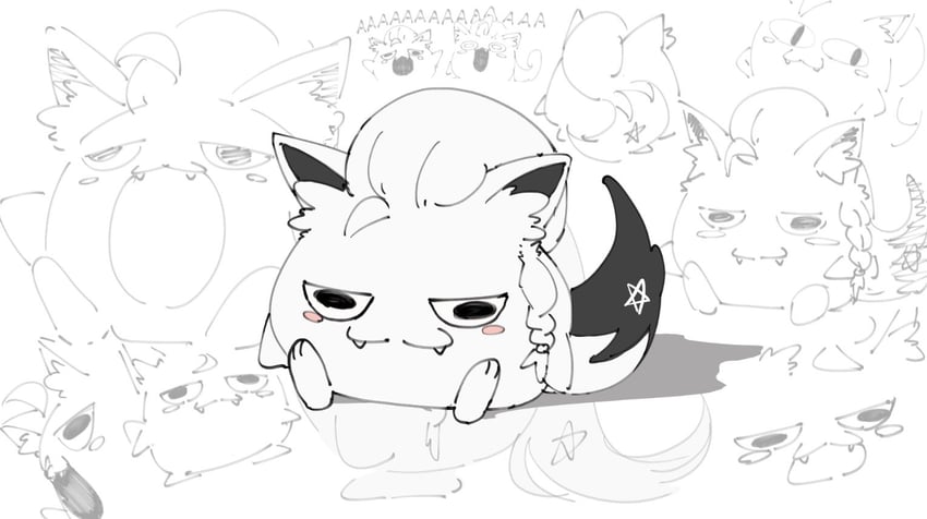 shirakami fubuki and scream tail (pokemon and 1 more) drawn by harutimu
