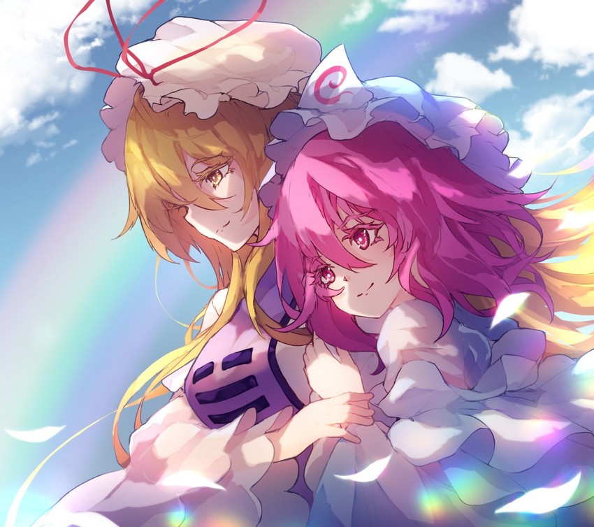 yakumo yukari and saigyouji yuyuko (touhou) drawn by chiroru_(cheese-roll)