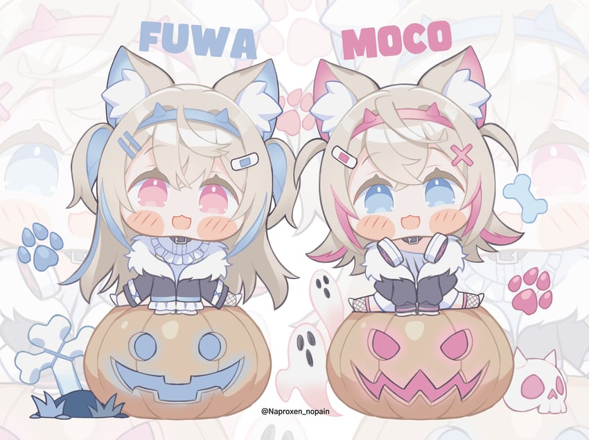 fuwawa abyssgard and mococo abyssgard (hololive and 1 more) drawn by nap_roxen