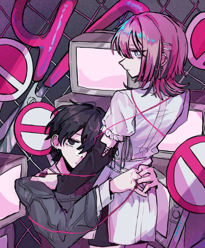 nira-chan and gray-kun (zutto mayonaka de ii no ni and 1 more) drawn by beer_chan0718