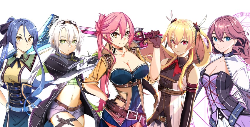 fie claussell, alisa reinford, emma millstein, sara valestein, and laura s. arseid (eiyuu densetsu and 2 more) drawn by nyuusai