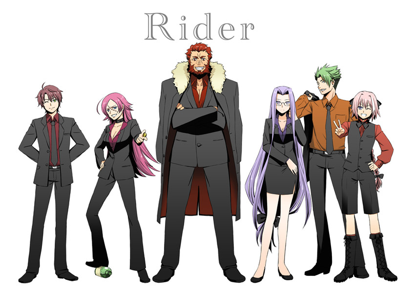 astolfo, medusa, iskandar, achilles, francis drake, and 1 more (fate and 5 more) drawn by shimaneko