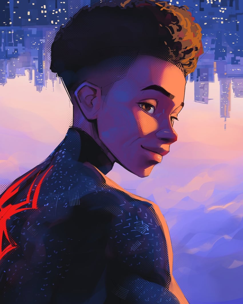 miles morales and spider-man (marvel and 3 more) drawn by sam_yang