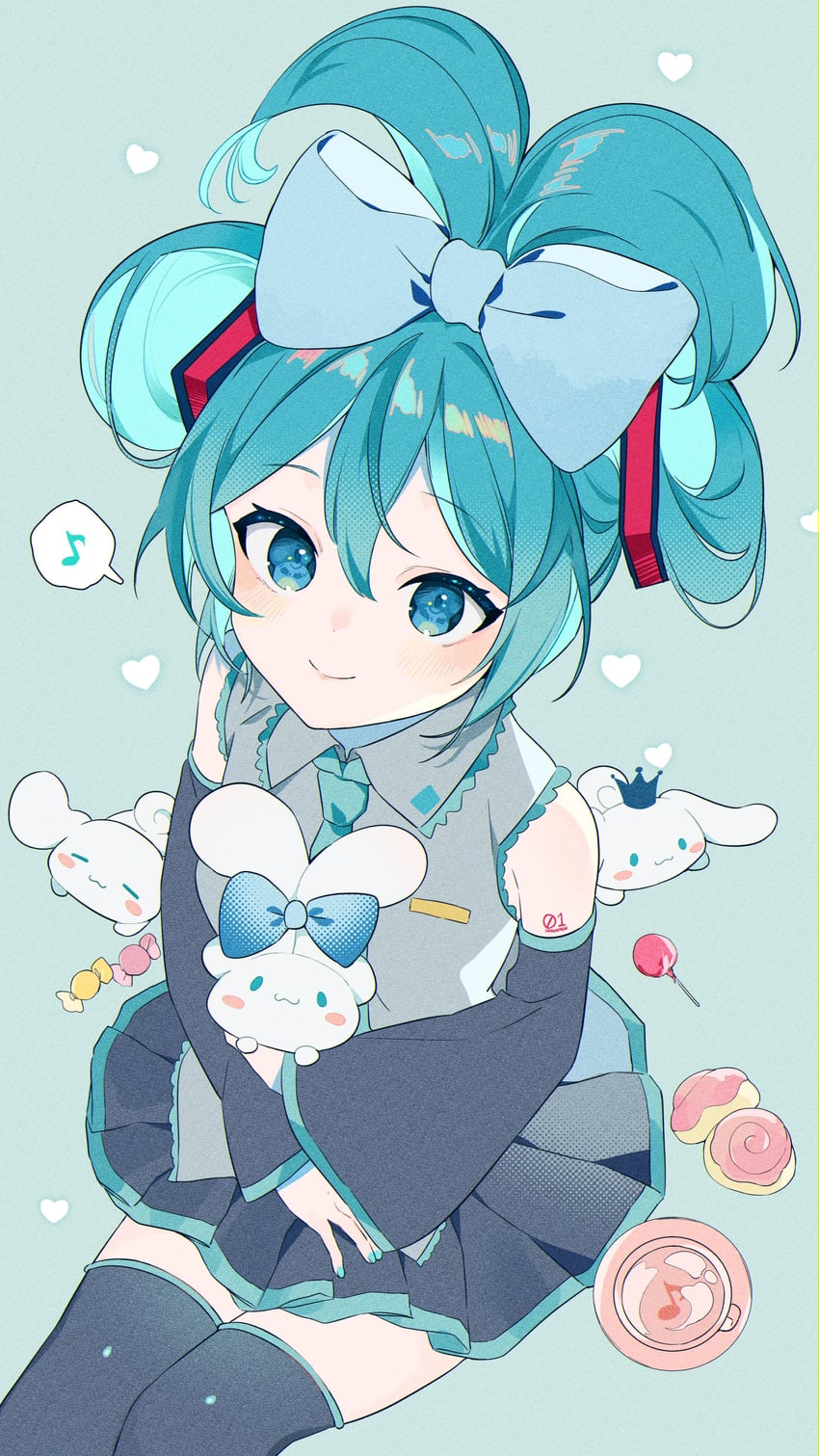 hatsune miku, cinnamoroll, and cinnamiku (vocaloid and 2 more) drawn by omutatsu