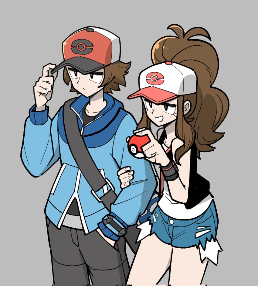 hilda and hilbert (pokemon and 1 more) drawn by lywslanket