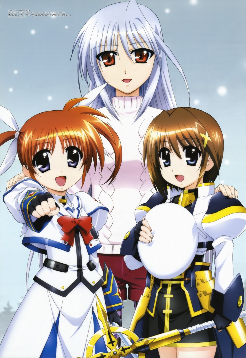 takamachi nanoha, yagami hayate, reinforce, and schwertkreuz (lyrical nanoha and 4 more) drawn by okuda_yasuhiro