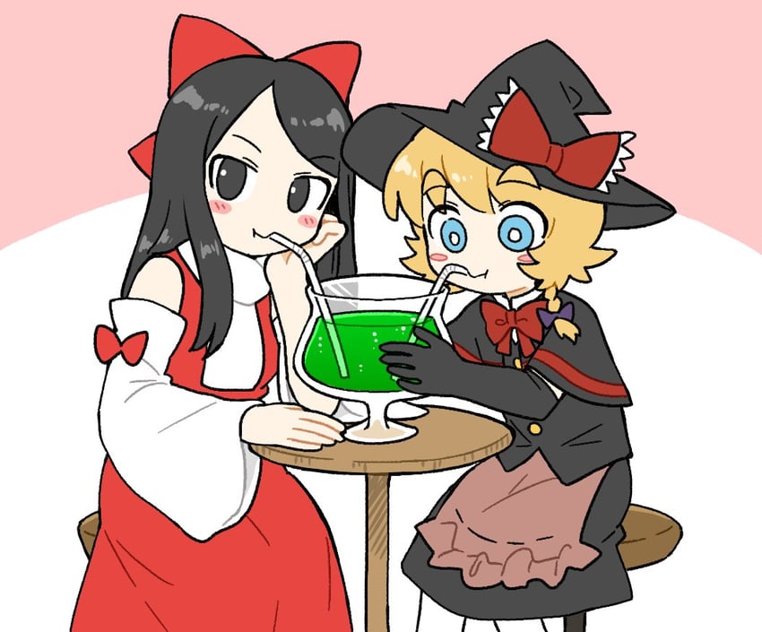 hakurei reimu, kirisame marisa, meguru, and shiromiya rei (touhou and 1 more) drawn by bseibutsu