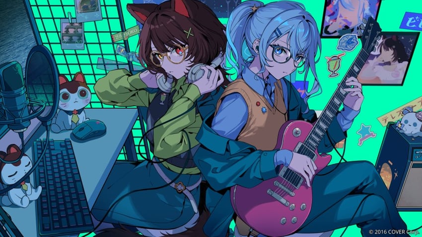 hoshimachi suisei, inui toko, and banken (hololive and 2 more) drawn by hkina7