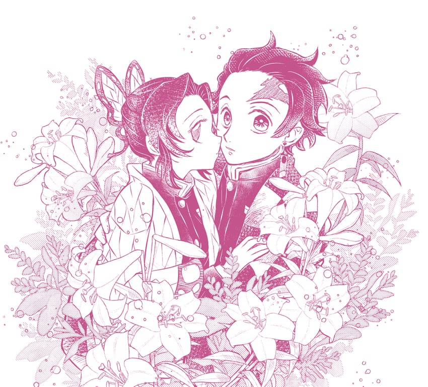 kochou shinobu and kamado tanjirou (kimetsu no yaiba) drawn by asabanoriri