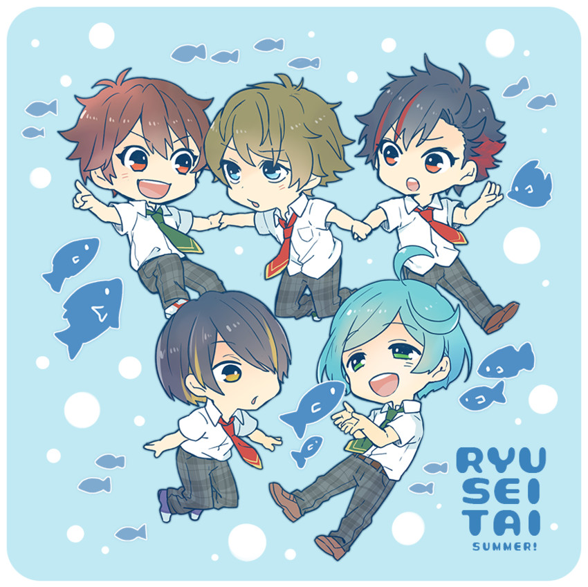morisawa chiaki, shinkai kanata, sengoku shinobu, takamine midori, and nagumo tetora (ensemble stars!) drawn by tama_(songe)