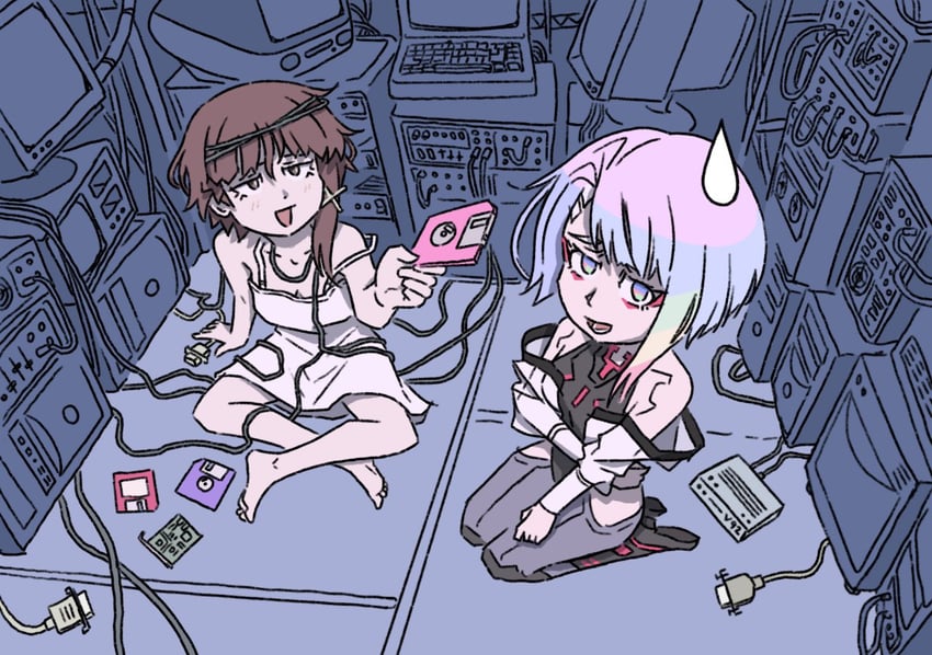lucy and iwakura lain (cyberpunk and 2 more) drawn by truffleduster