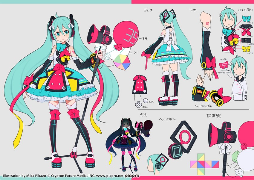 hatsune miku and magical mirai miku (vocaloid and 2 more) drawn by mika_pikazo
