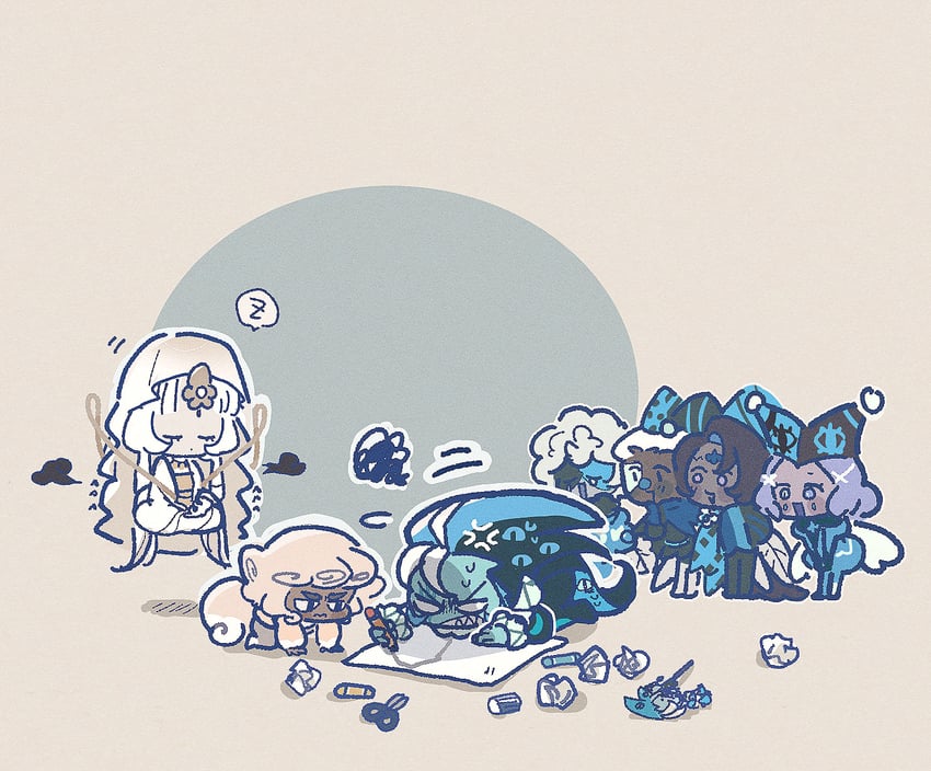 shadow milk cookie, mystic flour cookie, cloud haetae cookie, faerie cookie 1, faerie cookie 3, and 2 more (cookie run and 1 more) drawn by ishrkut