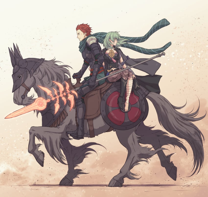 female byleth and sylvain jose gautier (fire emblem and 2 more) drawn by kino_(twitter3500356154)