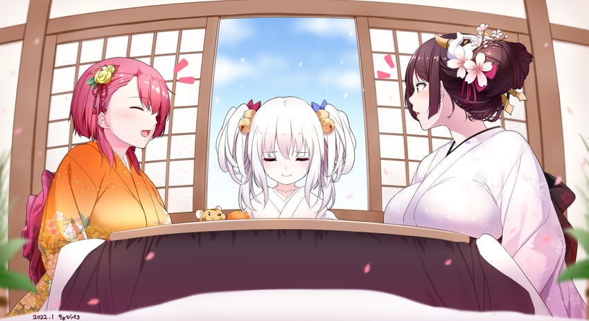 kannagiri nagamitsu, azuki nagamitsu, and daihannya nagamitsu (tenka hyakken) drawn by chobipero