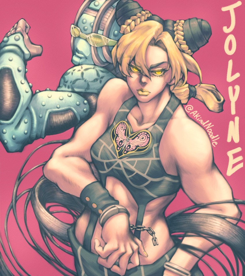 kujo jolyne and stone free (jojo no kimyou na bouken and 1 more) drawn by noodlenood