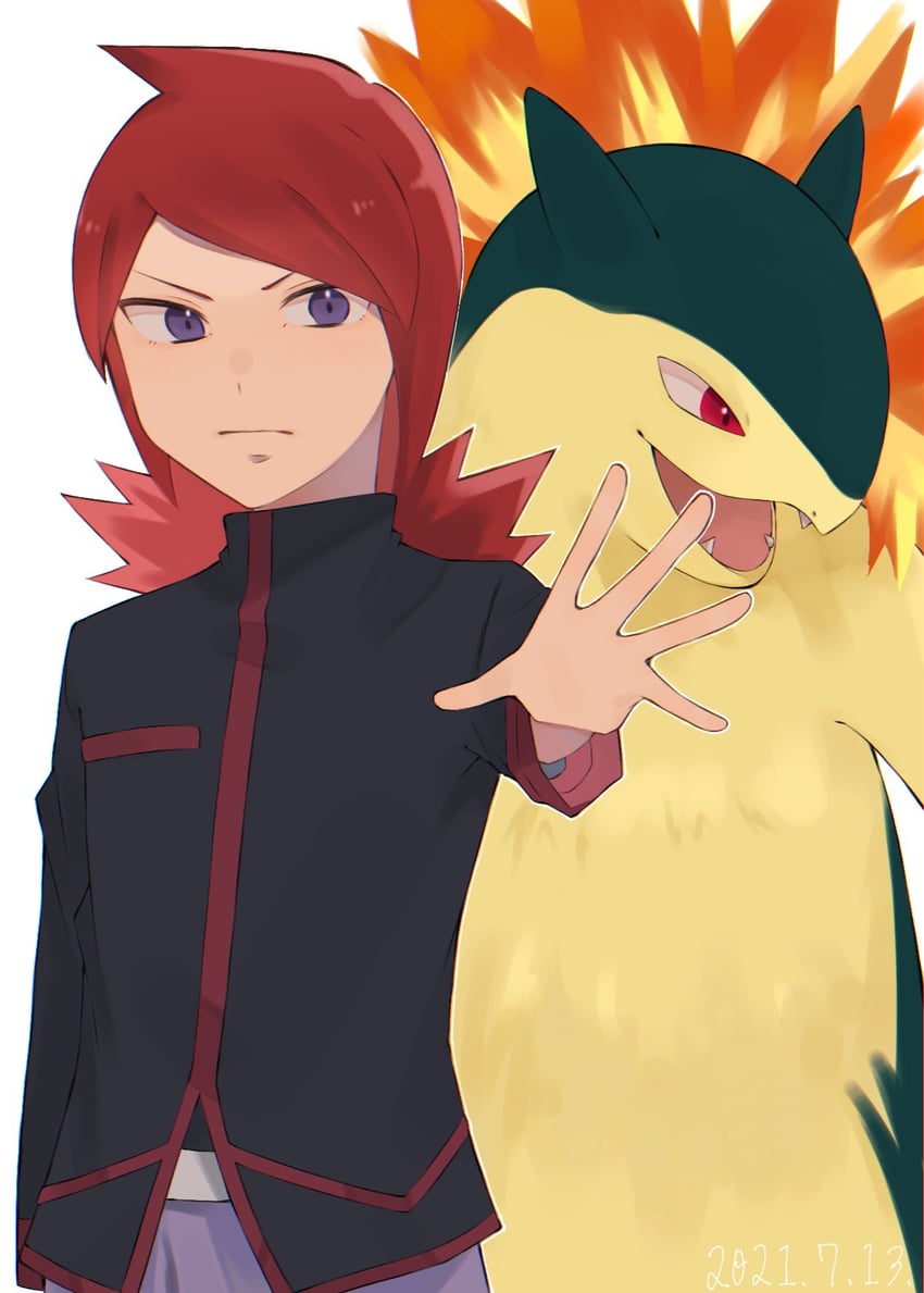 silver and typhlosion (pokemon and 1 more) drawn by osigatoutoi_tou
