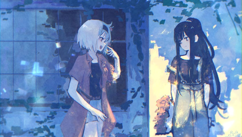 nishikigi chisato and inoue takina (lycoris recoil) drawn by rnna