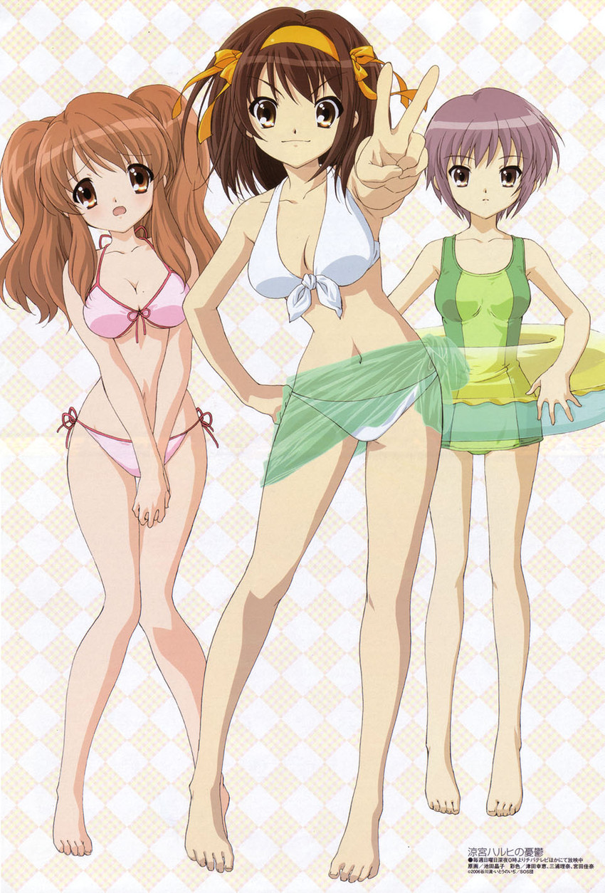 suzumiya haruhi, nagato yuki, and asahina mikuru (suzumiya haruhi no yuuutsu) drawn by ikeda_shouko