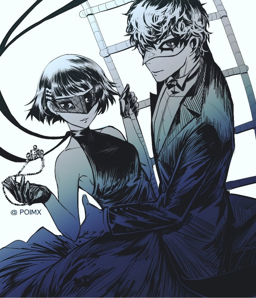 amamiya ren and niijima makoto (persona and 1 more) drawn by houhou_(pixiv4771938)