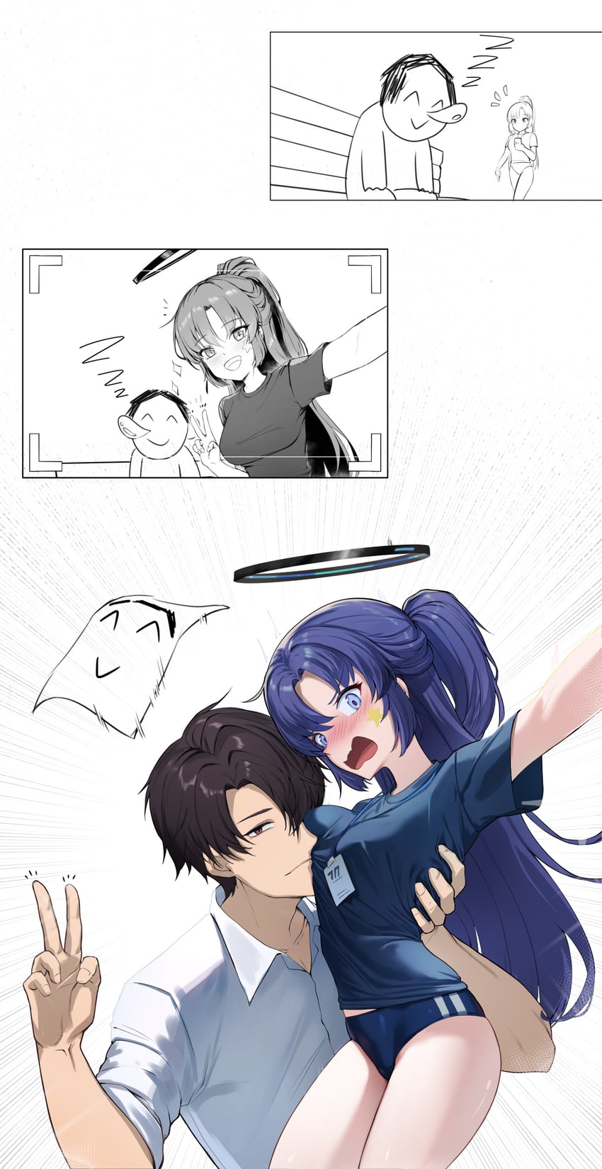 sensei, yuuka, and doodle sensei (blue archive) drawn by rui_rubellent