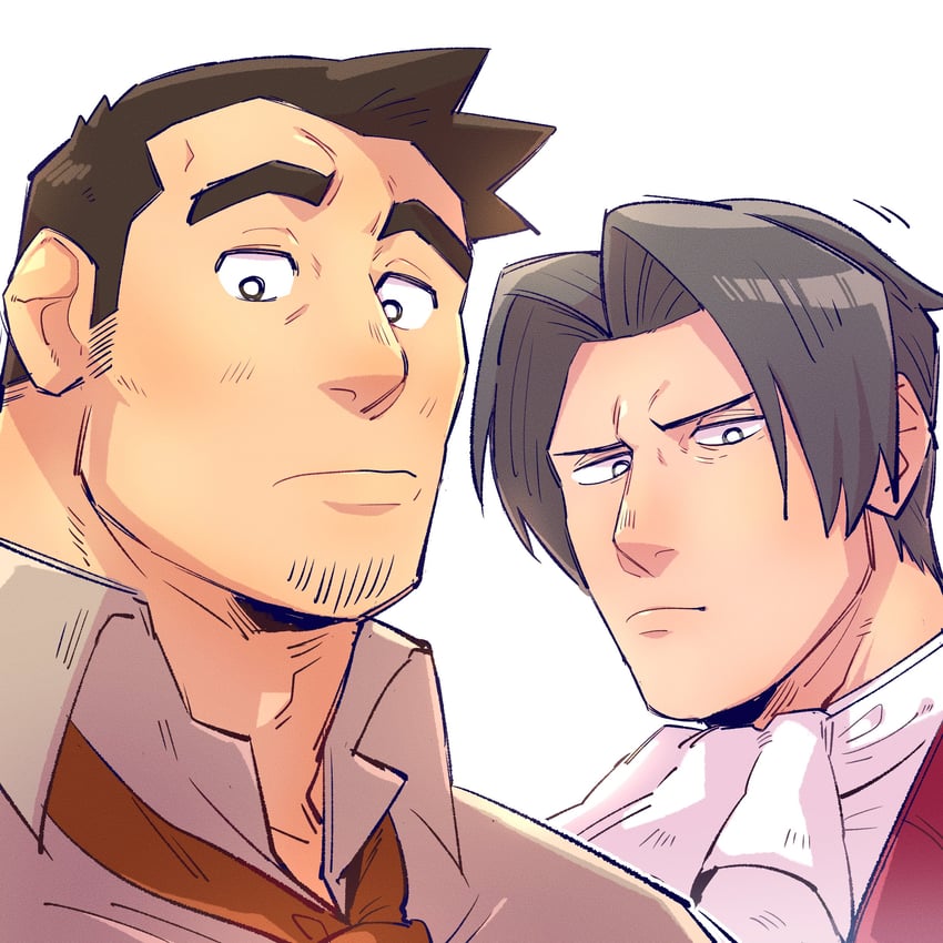 miles edgeworth and dick gumshoe (ace attorney) drawn by yowasabimechaoc