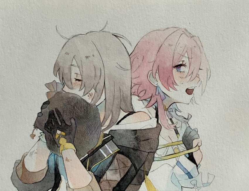 trailblazer, stelle, and march 7th (honkai and 1 more) drawn by siny_ny_0