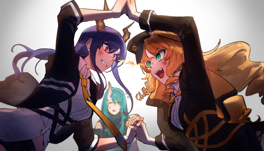 ch'en, hoshiguma, and swire (arknights) drawn by mirin_chikuwa