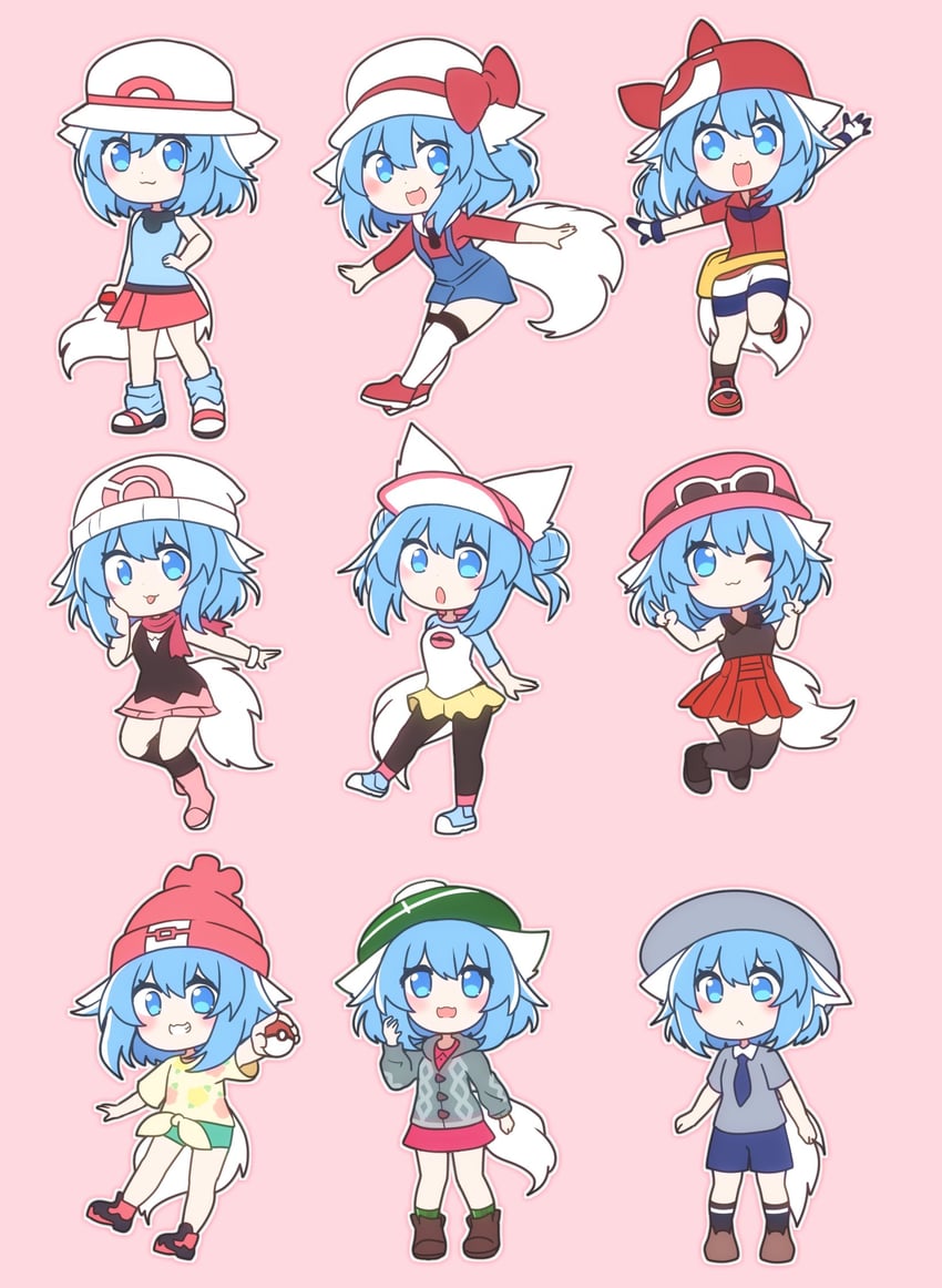 dawn, may, rosa, gloria, serena, and 5 more (pokemon and 10 more) drawn by wolfychu_(artist)