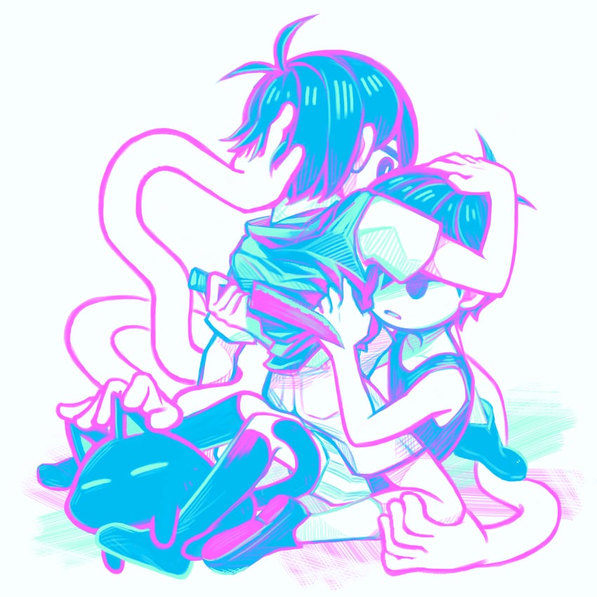 sunny, omori, and mewo (omori) drawn by laser-lance