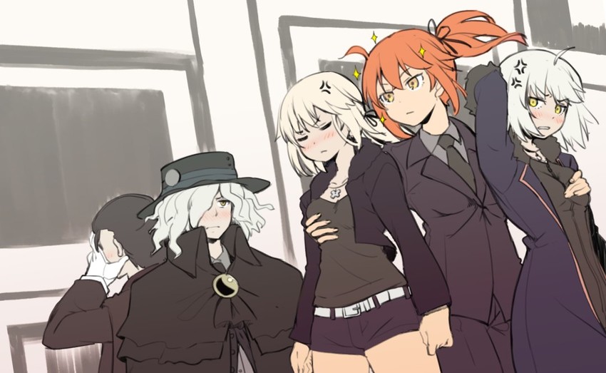 artoria pendragon, fujimaru ritsuka, jeanne d'arc alter, saber alter, edmond dantes, and 1 more (fate and 1 more) drawn by itolife